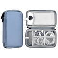 miloocul Portable Charger Organizer Travel Case Shockproof Power Bank case for Anker/Jackery/RAV/20000/30000mAh Power Bank Leather Electronic Case for PowerCore(Gray&Blue Single Layer-Small)