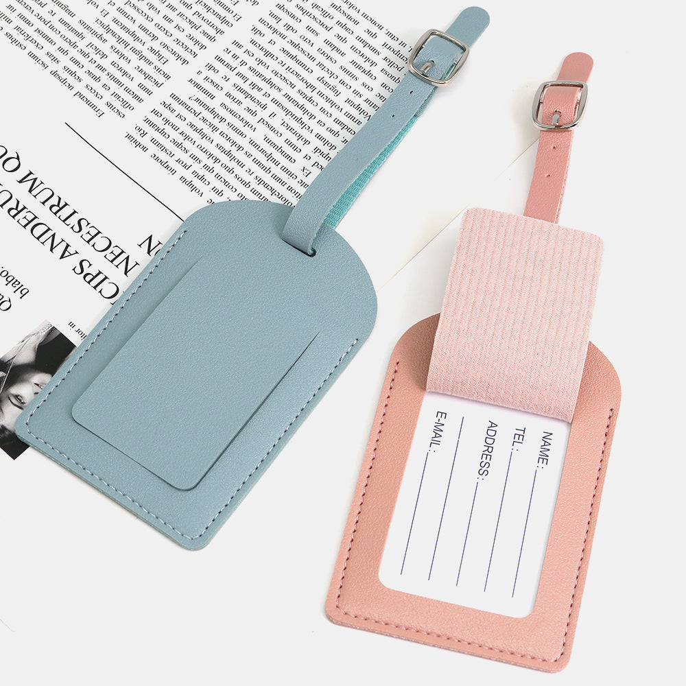 PU Leather Luggage Tag with Flip Cover and Info Card